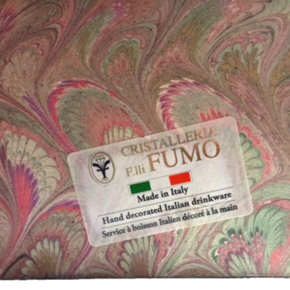 Cristalleria Fumo Wine Glasses Set of 4 Italy Crystal Red Green Amber Lilac IOB - Picture 5 of 9